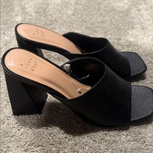 A New Day Black Block Heel Mules
